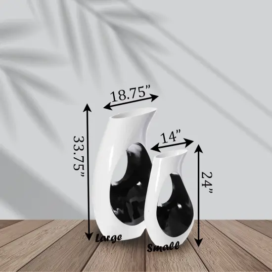 Modern floor vase, White Unique Trumpet Floor Vase, Home Interior Decoration, Modern Floor Vase, Tall Floor Vases for Entryway and Living Room And Office {4}