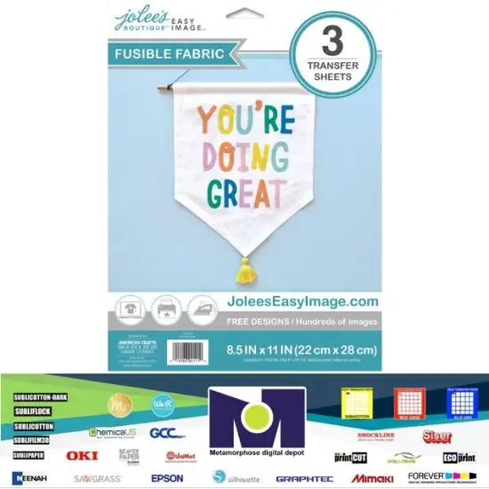 Jolee's Easy Image FUSIBLE FABRIC TRANSFER Light 3 Sh SHIMMER 8.5"x11" 56400035 Made in USA {1}