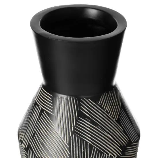 Trumpet Classic Style Straight Designed Table Vase for Entryway Dining or Living Room, Ceramic Black {3}