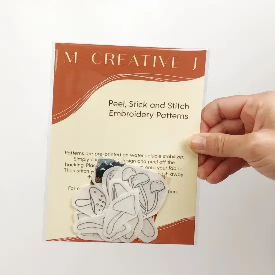 MCreativeJ Mushrooms - Peel Stick and Stitch Hand Embroidery Patterns {3}