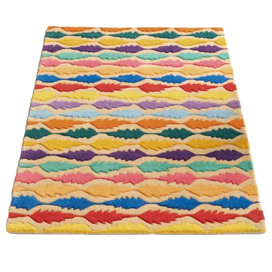 Handtufted Multicolored Leaf Design 100% Wool Area Rug, 3' x 5' Rectangle {4}