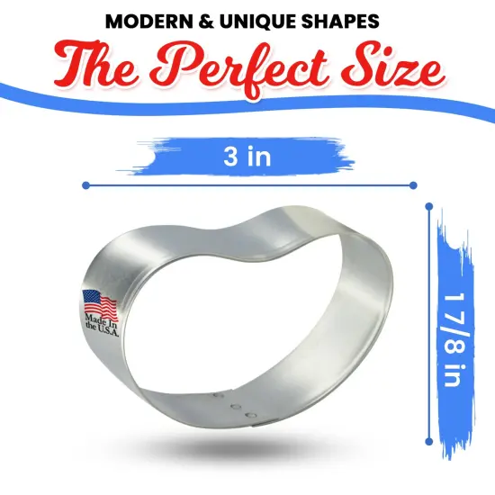 Cookiecutter.com Jelly Bean Cookie Cutter 3 in, Tin Plate Steel, Handmade in USA {2}
