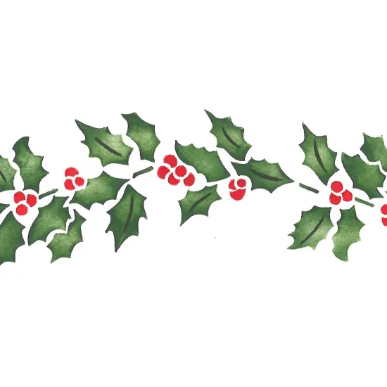 Holly Garland Wall Stencil | 2565 by Designer Stencils | Floral Stencils | Reusable Art Craft Stencils for Painting on Walls, Canvas, Wood | Reusable Plastic Paint Stencil for Home Makeover | Easy to Use & Clean Art Stencil {2}