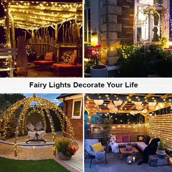 Perfect Holiday 100 LED Copper Wire Solar Fairy Light 32' {3}