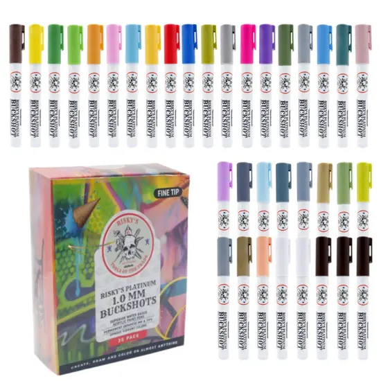 Risky's Tools of the Trade- 35 Pack 1mm Acrylic Based Paint Pens for Graffiti and Fine Art. {8}