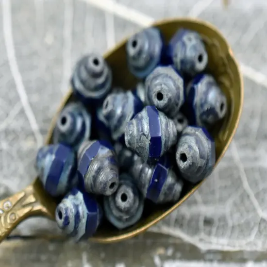 *19* 7x6mm Navy Blue Travertine Mini Turbine Beads {3}