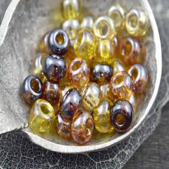 50G Mixed Amber Luster Czech 2/0 Seed Beads {2}