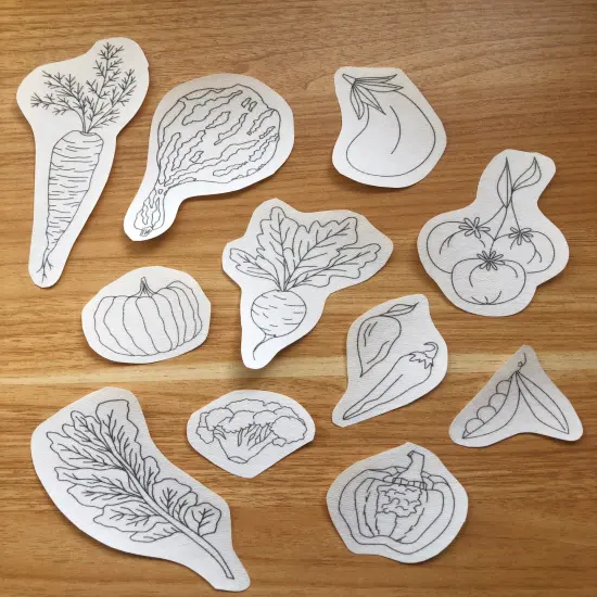 MCreativeJ Veggie Delight - Peel Stick and Stitch Hand Embroidery Patterns {5}