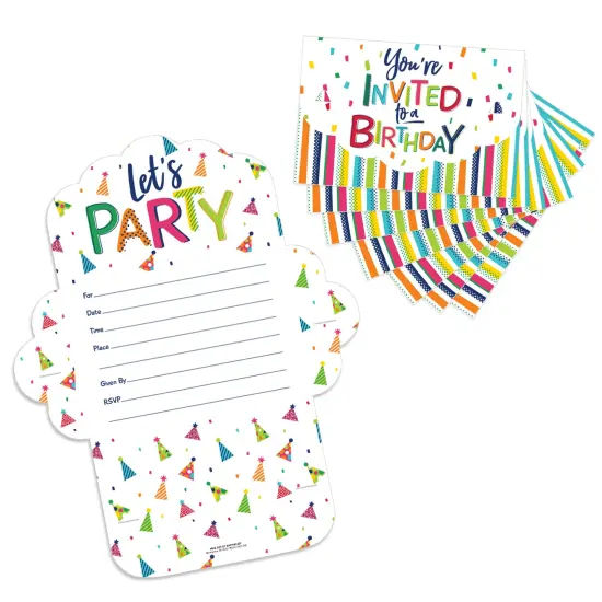 Big Dot of Happiness Cheerful Happy Birthday - Fill-In Cards - Colorful Birthday Party Fold and Send Invitations - Set of 8 {1}
