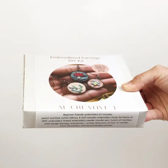 MCreativeJ Embroidered Mushroom, Flower, Cactus Earrings - Beginner DIY Craft Kit {5}