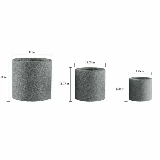 3 Large Heavy Fiber Clay Outdoor Planters All Season Replanting Pots Patio {3}