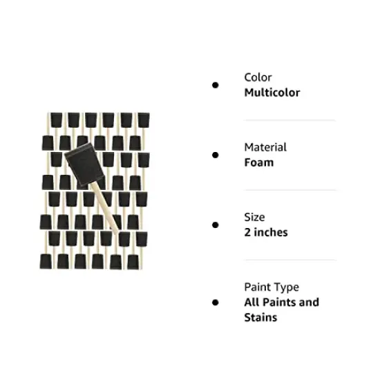48 Pieces Pro Grade - Foam Brushes - 2 Inch - Poly Foam Brush Set {2}