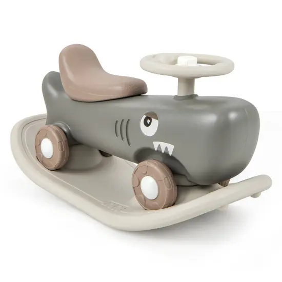 Plastic Convertible Rocking Horse & Sliding Car with Detachable Balance Board Dark Grey {1}