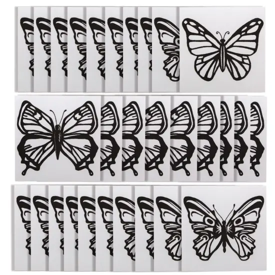 S&S Worldwide Watercolor Velvet Art Butterfly Posters, 10 ea of 3 Designs Printed in Black Flocking on Real Watercolor Paper, Use Pan or Liquid Watercolor Paint, Kids & Adults, 6-1/2" Sq, Pack of 30. {6}