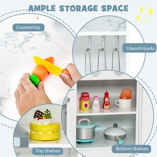 Kids Corner Pretend Kitchen Playset With Separated Washing Basin White {6}