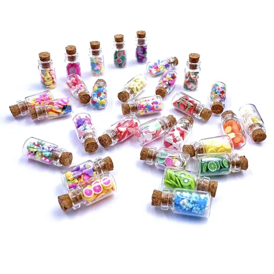 HKLMRO 30PCS Cute Miniature Dollhouse Food Jar Glass Bottle 1:12 Pretend Play Doll House Kitchen Decoration 1:6 Lovely Mini Fruit Simulation Scene Candy Snack Model Game Party Toy for Adults Teenagers {2}