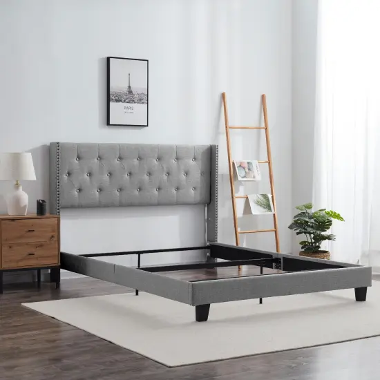 Nestl Wingback Diamond Upholstered Platform Bed {3}