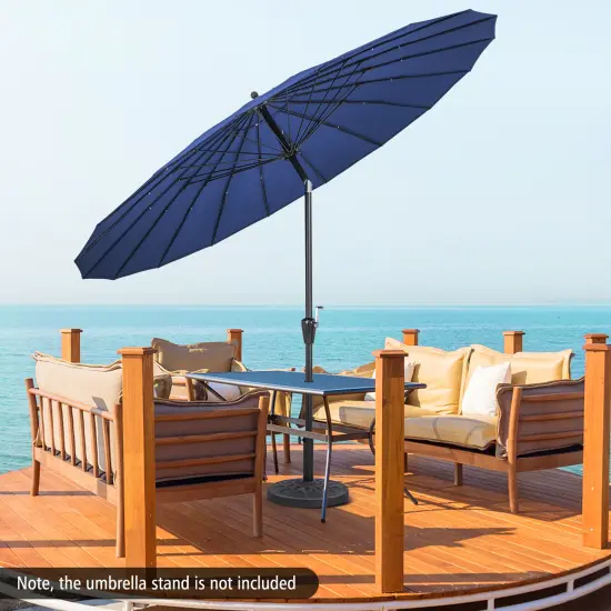9 Feet Round Patio Umbrella With 18 Fiberglass Ribs Navy {6}