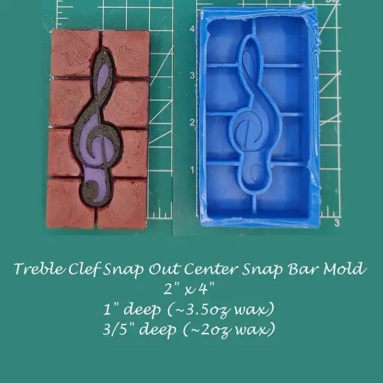 Treble Clef Snap Out Center Wax Melt Snap Bar Silicone Mold {1}