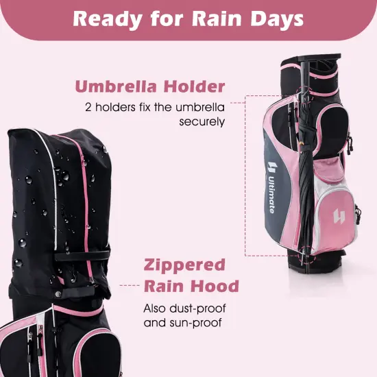 Women's Complete Golf Club Set Right Hand With Rain Hood Pink {6}