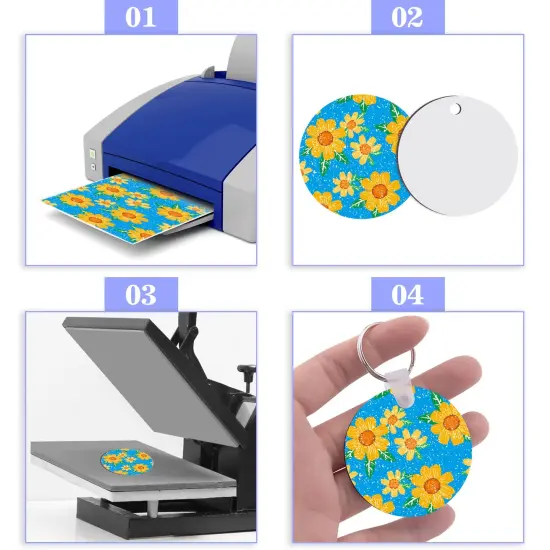 120 PCS Round Sublimation Keychain Blanks Double Side Heat Transfer Blanks MDF Blank Board Key Rings Blanks for Sublimation DIY and Craft {5}