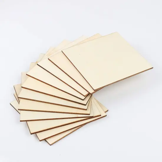 50 Pieces Unfinished Wood Pieces 4x4 Inch Square Blank Wooden,Wooden Cutouts for Crafts,Squares Cutout Tiles Unfinished Wood Cup Coasters Natural Slices Wooden Square Cutouts for Ornaments HomeDecoration {1}