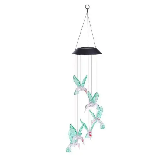 Color-Changing LED Solar Powered Hummingbird Wind Chime Lights Yard Garden Decor {1}