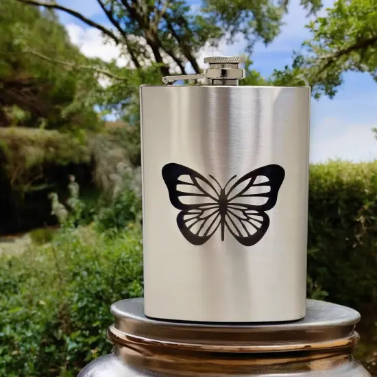 8oz Monarch Butterfly Stainless Steel Flask {2}