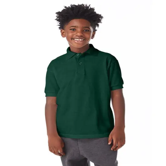 Hanes&reg; Youth EcoSmart Jersey Knit Short Sleeve Collared Polo Light Blue {3}