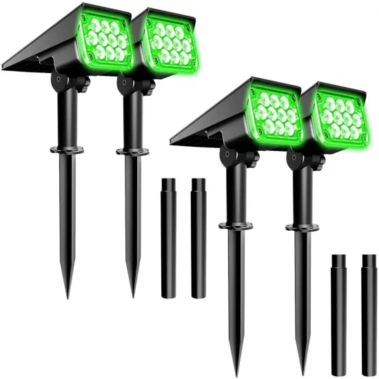 4Pack Solar 20-LED Green Spotlights Outdoor Garden Security Pathway Wall Lamp {1}