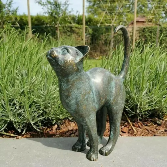 Cat Resin Bronze Lawn Porch Yard Home Garden Outdoor Sculpture Statue Decoration {4}