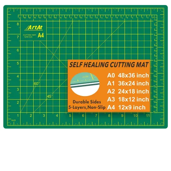 Self Healing Cutting Mat: 9"x12" Non-Slip PVC Double Sided 5-Ply A4 Art Craft Rotating Mat, Rotary Cutting Mat for Quilting, Sewing Crafts Hobby Fabric Precision Scrapbooking Project Gr {1}