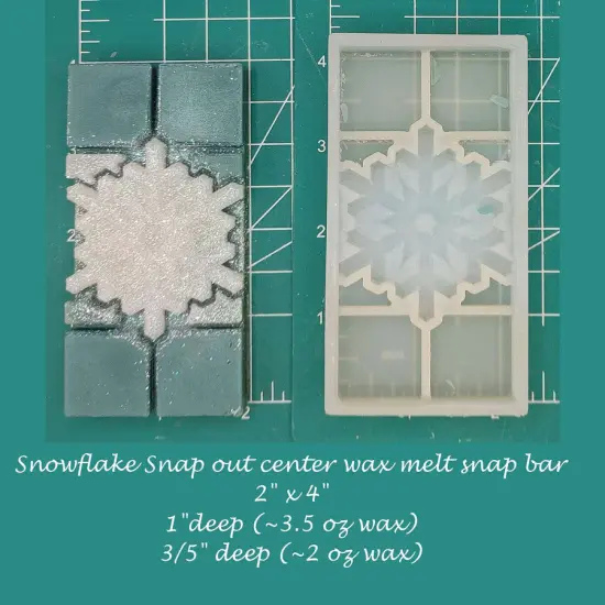 Snowflake - Snap Out Center - Wax Melt Snap Bar Silicone Mold {1}