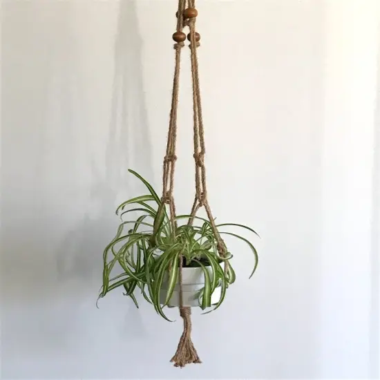 Natural JUTE with Wood Bead Accent Planter 42" {3}