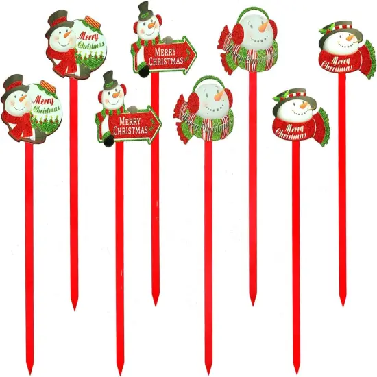 Big Mo's Toys Yard Stakes - Holiday Outdoor Snowman Decorations Lawn Signs For Christmas - 8 Pieces {4}