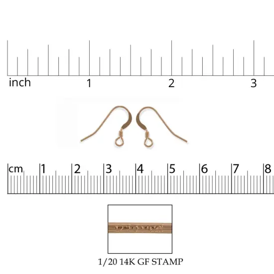 JewelrySupply Flat Earring Wires with Coil Rose Gold Filled (1 Pair of Rose Gold Filled Earrings) {2}