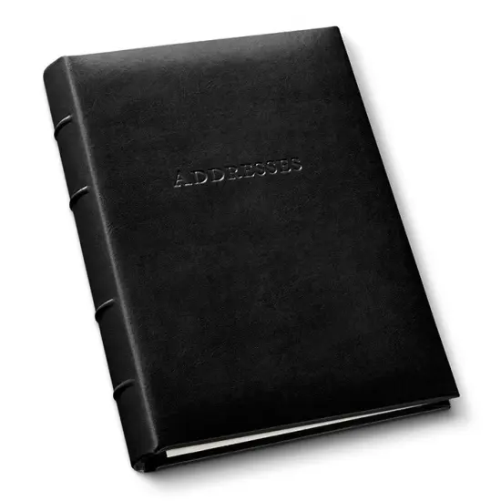 Gallery Leather Large Address Book with Alphabetical Tabs up to 480 records, Leather Notebook Hardcover, Telephone and Address Books - 9x7, Acadia Black {2}