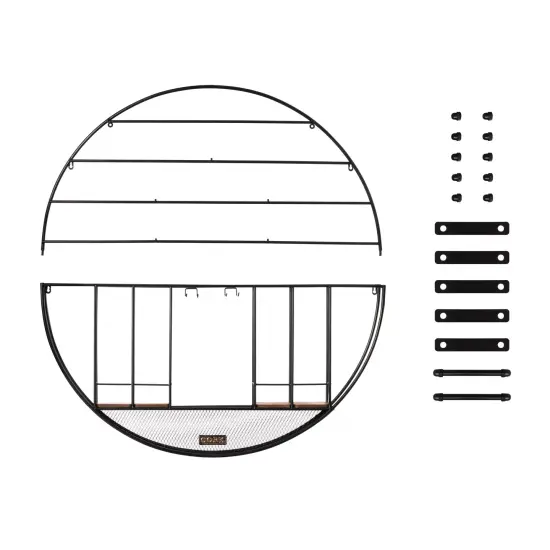 Vintage Decorative Modern Black Metal Round Wall Mounted Wine Display Rack {2}