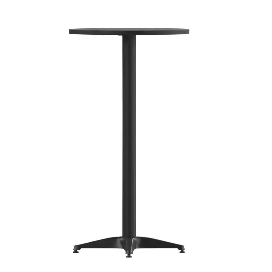 Emma and Oliver 23.25" Round Aluminum Indoor-Outdoor Bar Height Table with Flip-Up Table Black {3}
