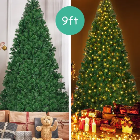 9 Feet Pre-Lit PVC Artificial Christmas Tree with 700 LED Lights and 2028 Branch Tips {2}