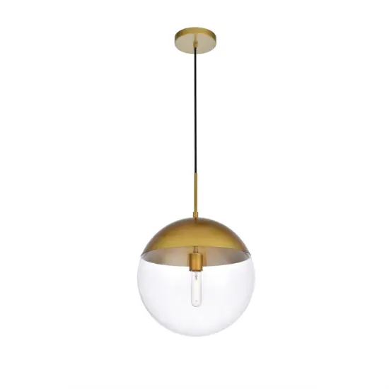 Eclipse 1 Light Brass Pendant With Clear Glass {3}