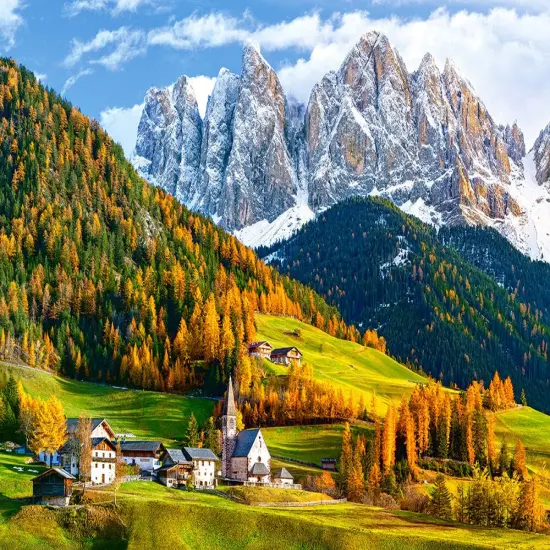 2000 Piece Jigsaw Puzzle, Church of St. Magdalena, Dolomites, Italy, Europe, Scenic Puzzle, Travel-inspired Puzzle, Adult Puzzle, Castorland C-200610-2 {2}