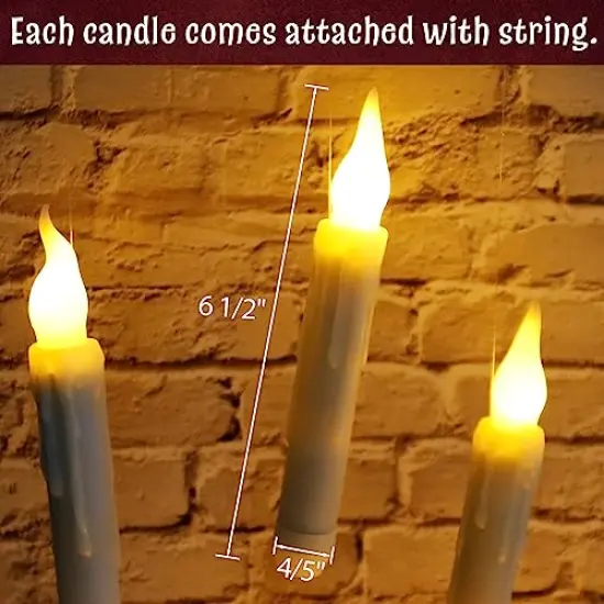 Halloween Decorations - Floating LED Candles with Wand Remote Control - Witch Wizard Gifts Christmas Decor for Indoor Home Room Classroom Bedroom Party (with Wand Remote) {5}