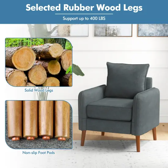 Fabric Upholstered Sofa Chair with Removable Back and Seat Cushions-Gray {5}