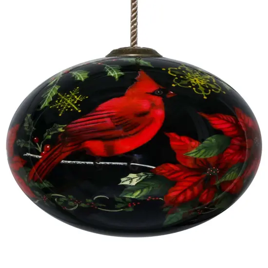 Holiday Wonders Cardinal Hand Painted Glass Hanging Ornament {1}