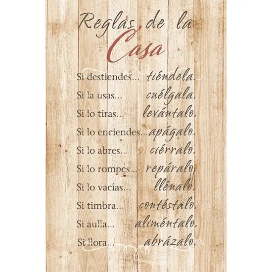 Dexsa Reglas De La Casa - Rules of the House - Inspirational Saying in Spanish 6x9 Wood Plaque with Easel and Wall Hanger {1}