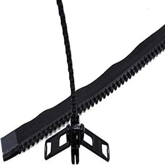 #10 Reversible Heavy Duty Molded Vislon Zipper with 2 Heads - Choose Your Length 150"-250" Inches - Color Black - 1 Zipper Per Pack - Made in The United States (188" Inches) {1}