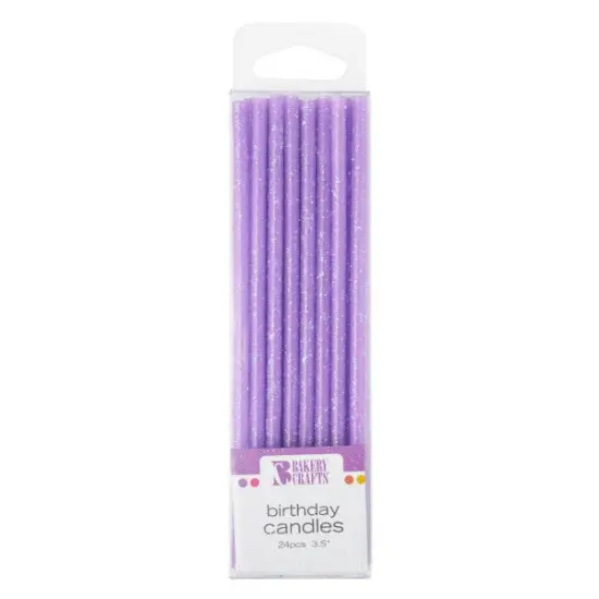Slim Glitter Specialty Candles, 24pc Purple {1}