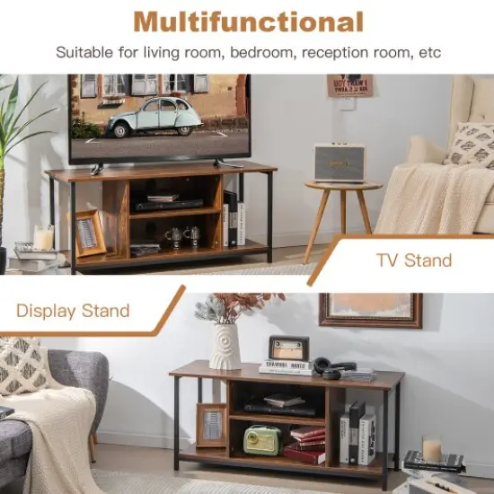 Mid-Century TV stand Media Console Table with Adjustable Shelf {2}