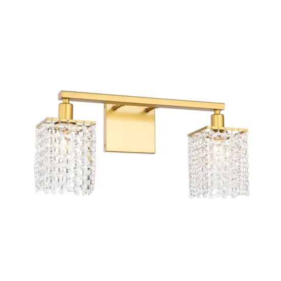 Phineas 2 light Brass and Clear Crystals wall sconce {4}